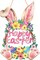 Wooden Bunny Easter Wreath – Front Door & Wall Decor with “Happy Easter” Sign, Cutout Rabbit, Indoor & Outdoor Spring Decoration